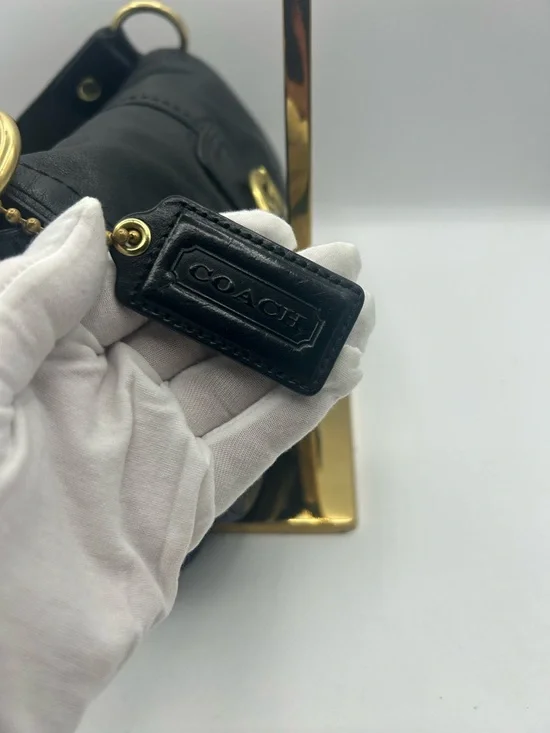 Coach Black Leather Shoulder Bag with Gold Hardware - Picture 6 of 16